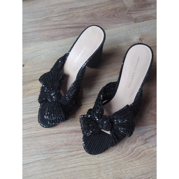 Loeffler Randall Penny Knot Black Sequin Slip On Mule Sandals Womens 10 - Picture 7 of 13